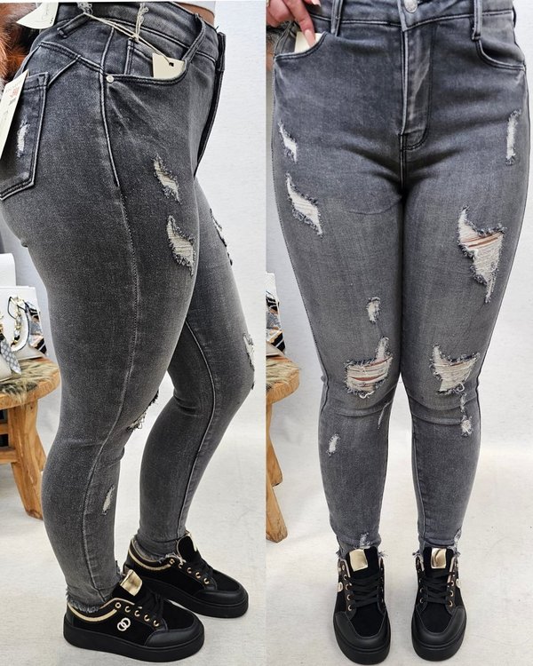 Jeans Grey Ripped 5016